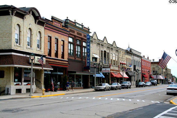 Heritage buildings along James St. Columbus, WI.