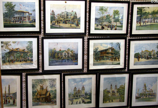 Print (1894) of various national pavilions of World's Columbian Exposition at Columbus Museum. Columbus, WI.