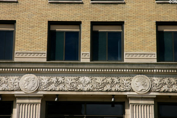 Carved detail of Bank of Madison Building. Madison, WI.