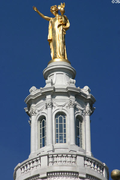 Wisconsin statue by Daniel Chester French atop Wisconsin State Capitol. Madison, WI.