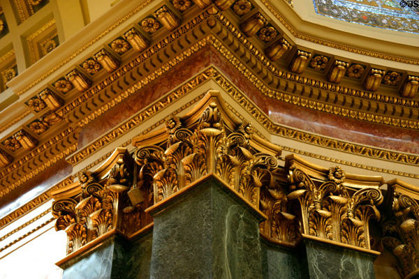 Neoclassical details of Wisconsin State Capitol. Madison, WI.