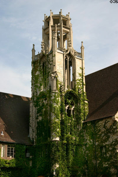 Crown tower of Geneva Campus Church at University of Wisconsin. Madison, WI.