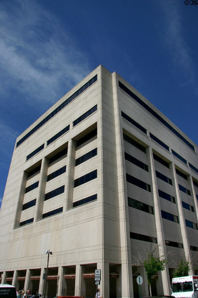 Facade detail of Memorial Library at University of Wisconsin. Madison, WI.