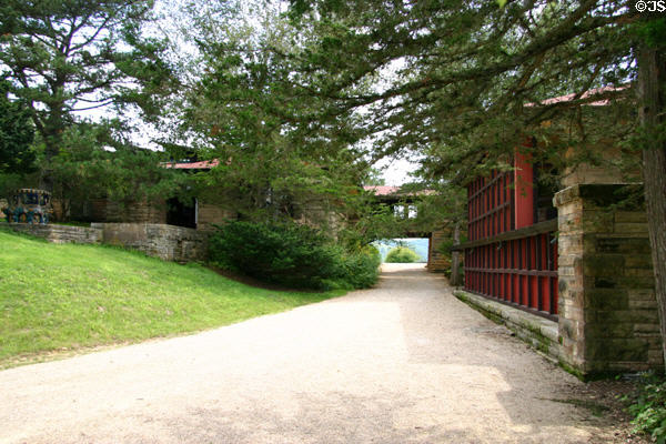 Courtyard of Hillside Home School at Taliesin, a building which replaced an 1880's school run by Wright's aunts. WI.