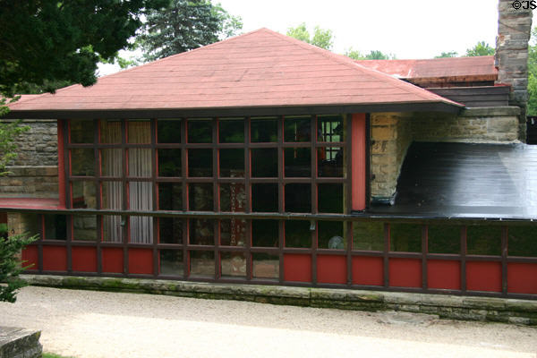 Windows of theater wing of Hillside at Taliesin. WI.
