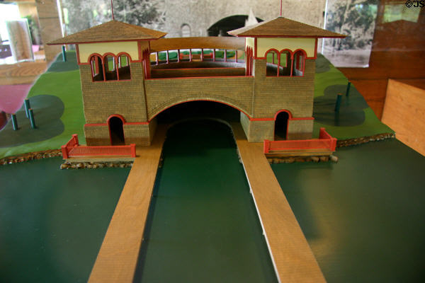 Model of Wright-designed Madison Municipal Lake Mendota Boathouse (1893-1926) in Taliesin Visitor Center. WI.