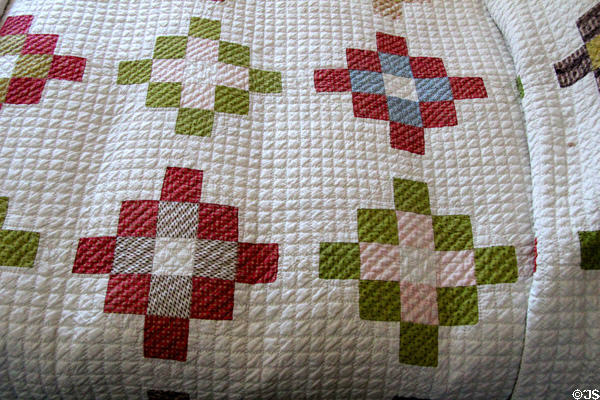 Detail of bedspread with appliqué at Craik-Patton House. Charleston, WV.