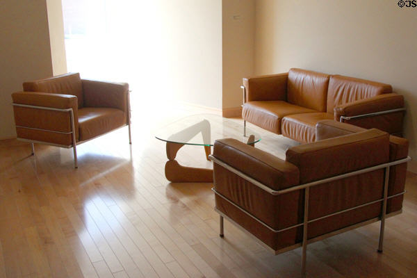 Modern leather lounge furniture at Huntington Museum of Art. Huntington, WV.