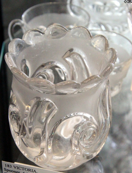 Victoria crystal frosted spooner (1888-1914) by Fostoria at Fostoria Glass Museum. Moundsville, WV.