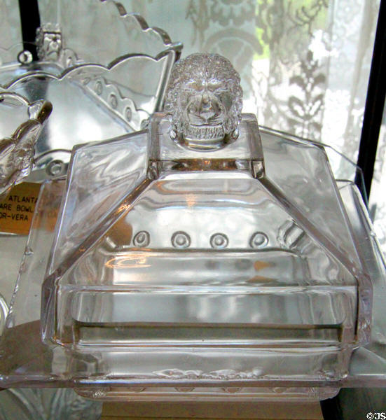 Atlanta crystal square bowl (c1898) at Fostoria Glass Museum. Moundsville, WV.
