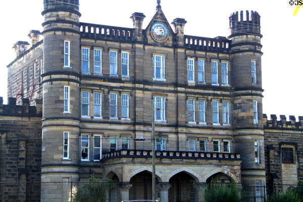 Facade of former West Virginia Prison (1867-76) (818 Jefferson Ave.). Moundsville, WV.
