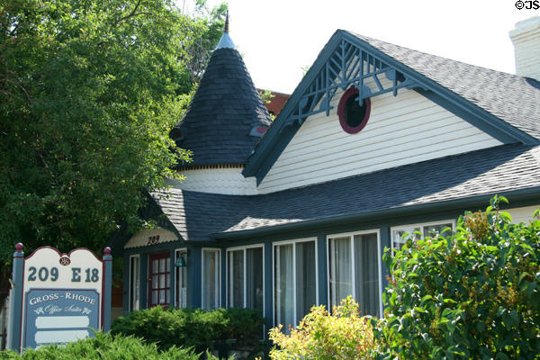 Corson House (1883) (209 E. 18th St.). Cheyenne, WY. Style: Cottage. Architect: George D. Rainsford.