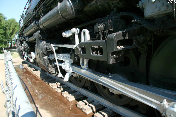 Drive wheels of Union Pacific steam locomotive 4004 Big Boy. Cheyenne, WY.