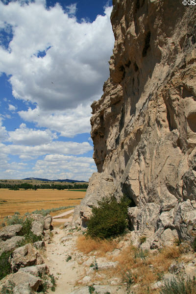 Register Cliff Wyoming State Historic Site where Oregon trail settlers scratched names & messages in sandstone. WY.