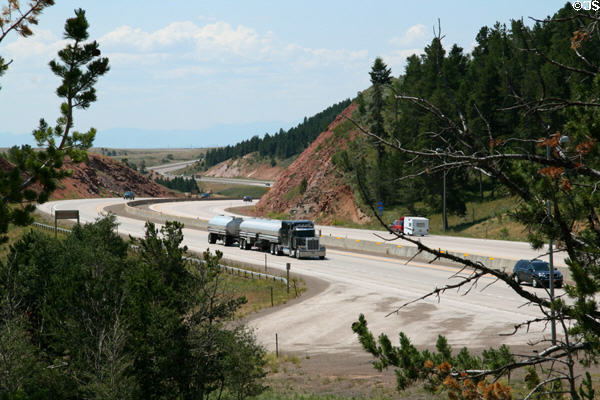 I-80 near Summit seen from Abraham Lincoln Memorial. WY.