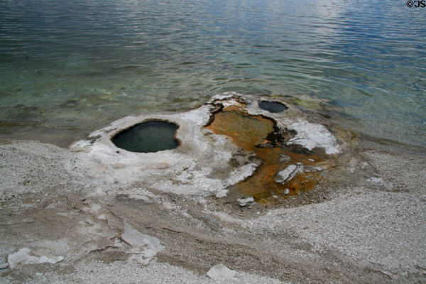 Geysers emerge from Yellowstone Lake in Yellowstone National Park. WY.