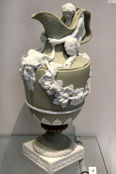 Wedgwood green jasper jug with merman (1782-1800) copied from jugs made by Sigisbert Michel for a Paris exhibit in 1774 at Lady Lever Art Gallery. Liverpool, England.