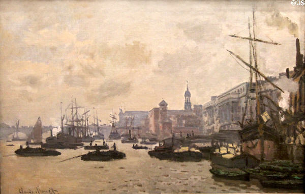 Thames at London painting (c1871) by Claude Monet at National Museum of Wales. Cardiff, Wales.