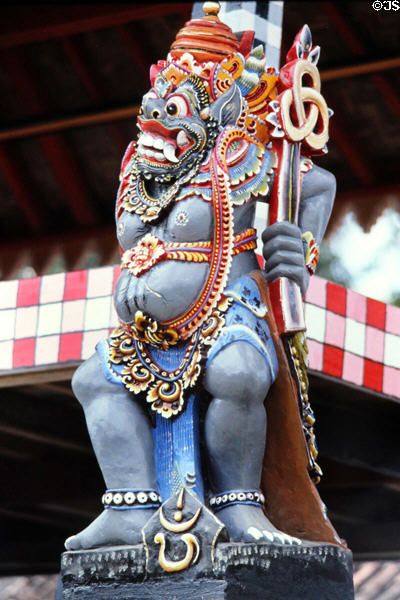 Carved wooden temple guardian. Bali, Indonesia.