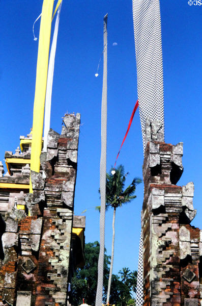 According to the Balinese religion, any impure person passing between such temple gates will be crushed between them. Bali, Indonesia.