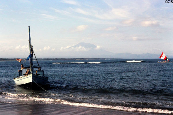 Mount Batur seen from the island's south coast. Bali, Indonesia.