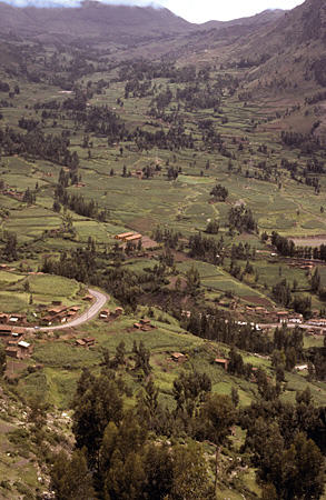 Pisac village below Incan Fortress. Peru.