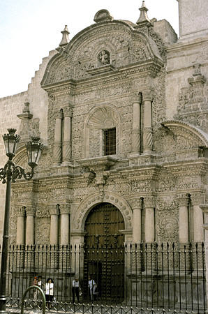 Facade of La Compañia in Arequipa. Peru.