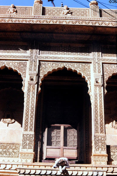 Temple entrance beside palace in Jaiselmer fort. India.