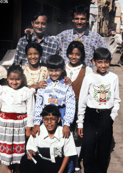Tourist family visiting Jaiselmer. India.