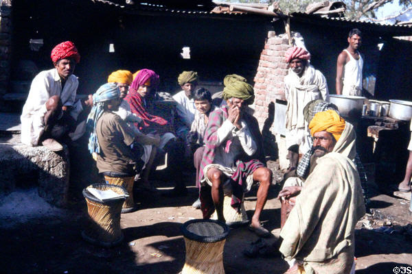 Men at a tea shop in Roopangarth. India.