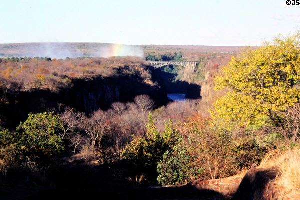 Victoria Falls Bridge over downstream gorge. Zimbabwe.