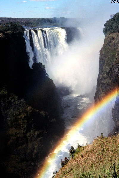 Rainbows at Victoria Falls. Zimbabwe.