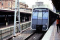 Sydney commuter train pulling up to station. Sydney, Australia.