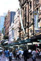 Buildings & shoppers of Pitt Street Mall. Sydney, Australia.