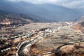 View of Paro situated along a river from National museum. Bhutan.