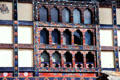 Intricately painted window of a house in Paro. Bhutan.