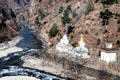 Three Paro stupas in three styles: Tibetan, Nepali & Bhutanese. Bhutan
