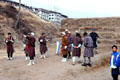 Men practicing archery, national sport of Bhutan, in Thimpu. Bhutan