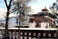 Snowy roof of Tashichho Dzong in Thimpu. Bhutan.