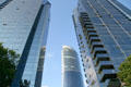 One Wall Centre framed between two earlier Wall Centre buildings. Vancouver, BC.
