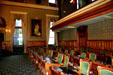 Parliamentarian desks in NB Legislature. Fredericton, NB.