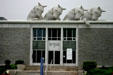Four Horses by Max Streicher loom over Beaverbrook Art Gallery. Fredericton, NB.