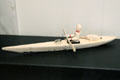 Inuit ivory carving of man in Kayak at National Gallery of Canada. Ottawa, ON.