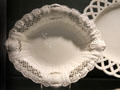 Creamware dessert dish from Leeds, England at Gardiner Museum. Toronto, ON.