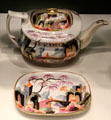 Bone china teapot & stand painted with Chinese garden bridge by Minton of Stoke-on-Trent, England at Gardiner Museum. Toronto, ON.