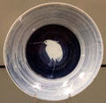 Porcelain plate with standing egret design by from Arita, Japan at Gardiner Museum. Toronto, ON.