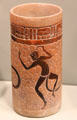 Maya Late Classic earthenware cylinder vessel with spider monkeys from Belize or Petén lowlands, Guatemala at Gardiner Museum. Toronto, ON.