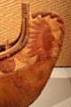 Decorative detail of native birchbark freight canoe by César Newashish Manowan of Quebec at Royal Ontario Museum. Toronto, ON.