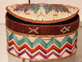 Mi'kmaq porcupine quill box with maple leaf design from Atlantic Canada at Royal Ontario Museum. Toronto, ON