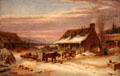 Bringing in the Logs painting by Cornelius Krieghoff at Royal Ontario Museum. Toronto, ON.